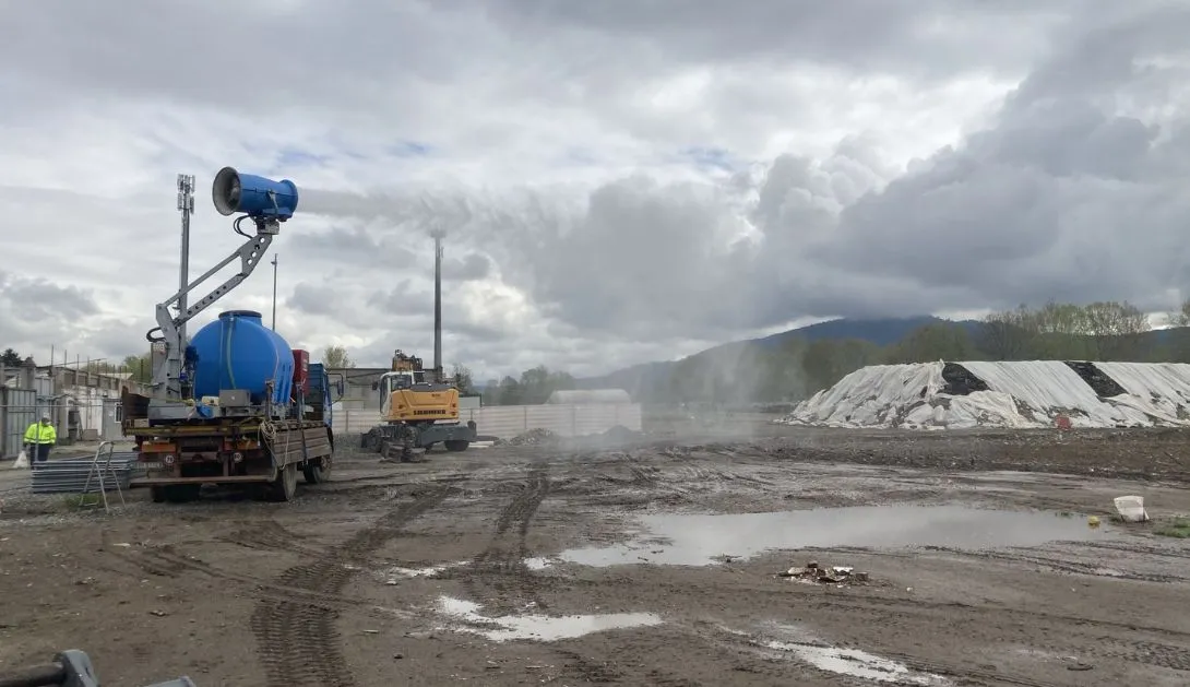 Abbattimento della polvere con acqua